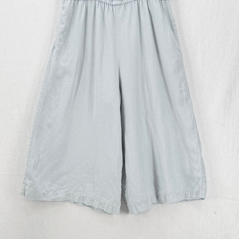not PERFECT LINEN Palma Jumpsuit Women XL Blue Button Front Sleeveless Wide Leg - Picture 10 of 14